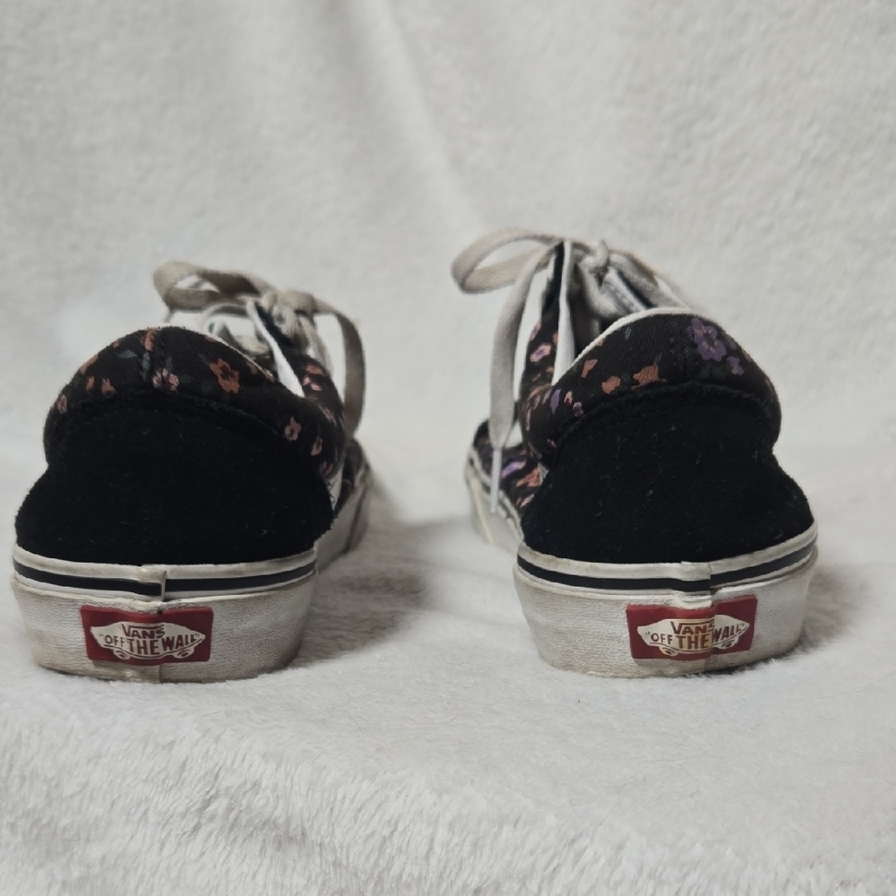 Vans Old Skool Sneakers M8 W9.5 Colorful Floral On Black and White - Picture 4 of 8